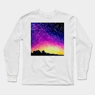 Night sky watercolor design Long Sleeve T-Shirt